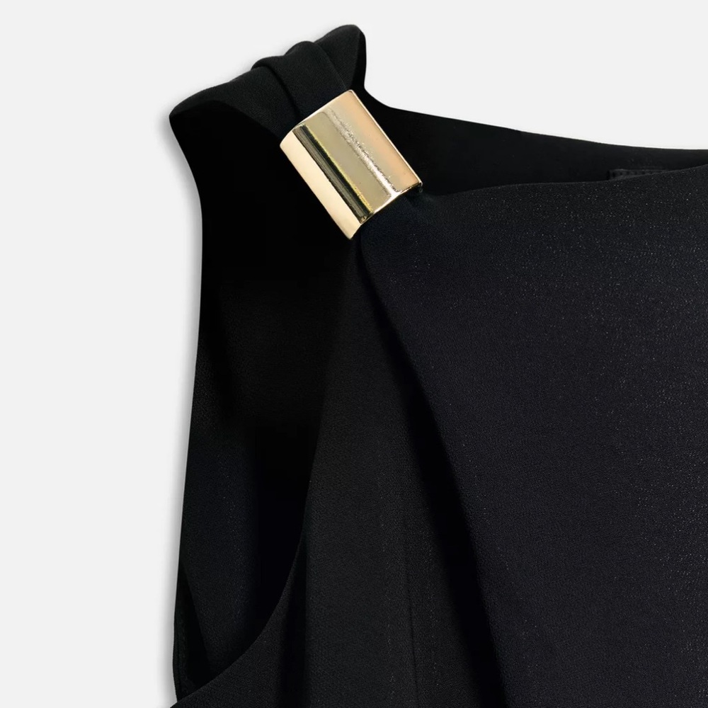 Zara NWT asymmetric fitted dress 50th anniversary black 3391/376 - Picture 3 of 10